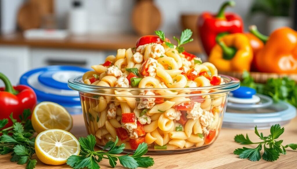 crab pasta salad storage