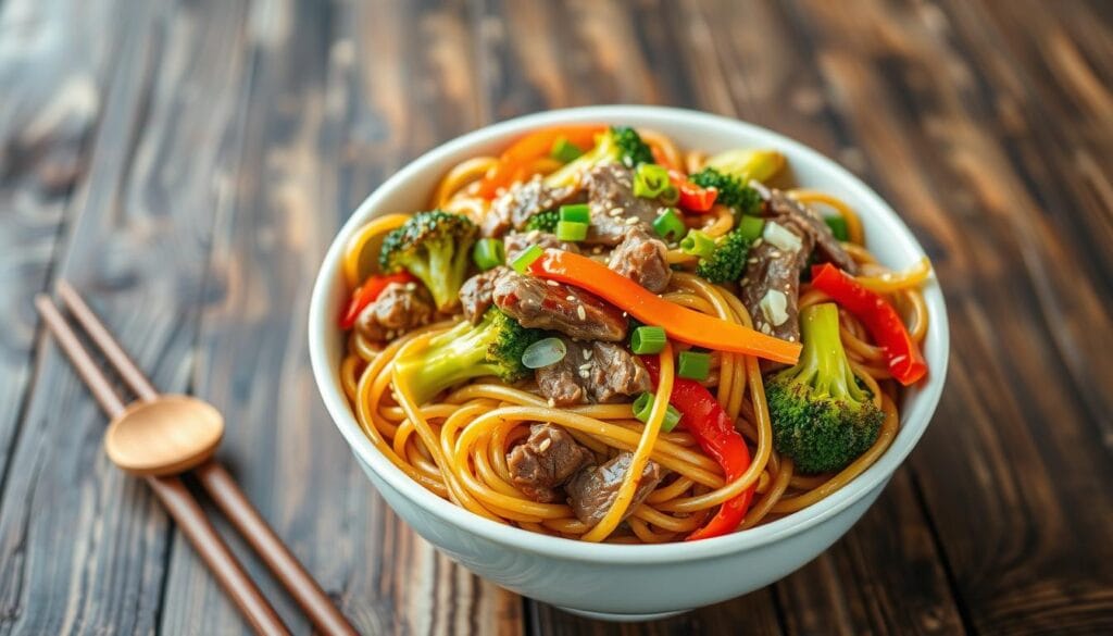 beef and broccoli lo mein