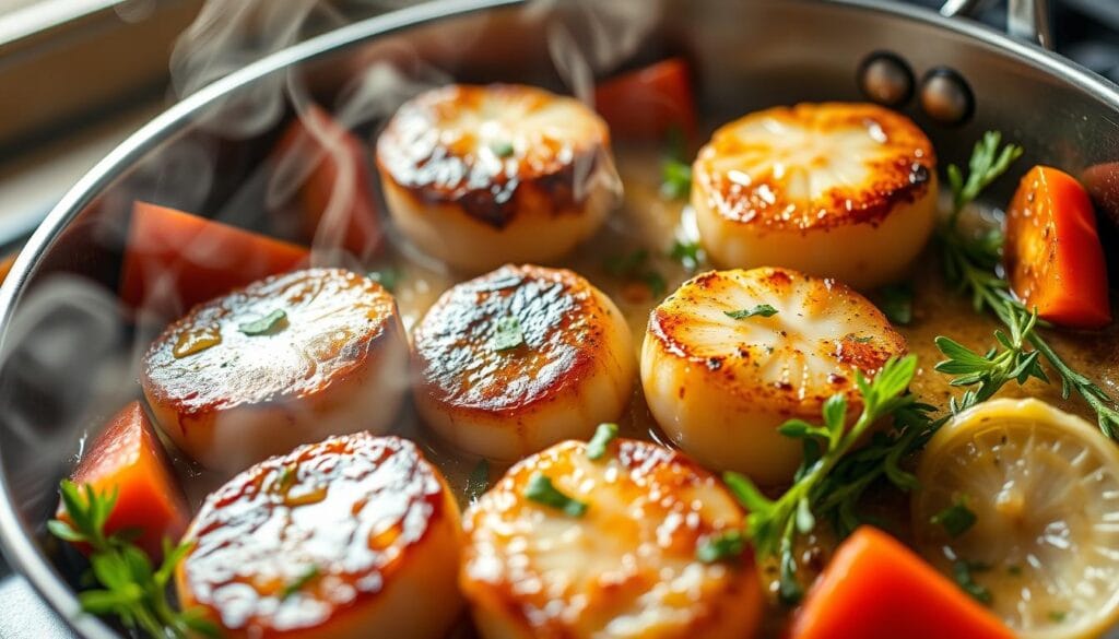 cooking scallops