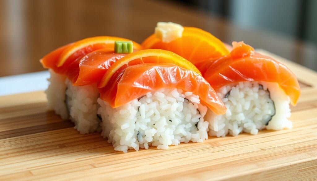 raw salmon sushi