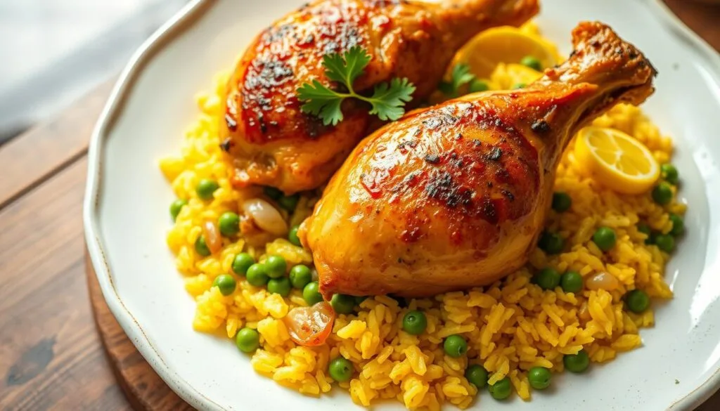 chicken and yellow rice dish