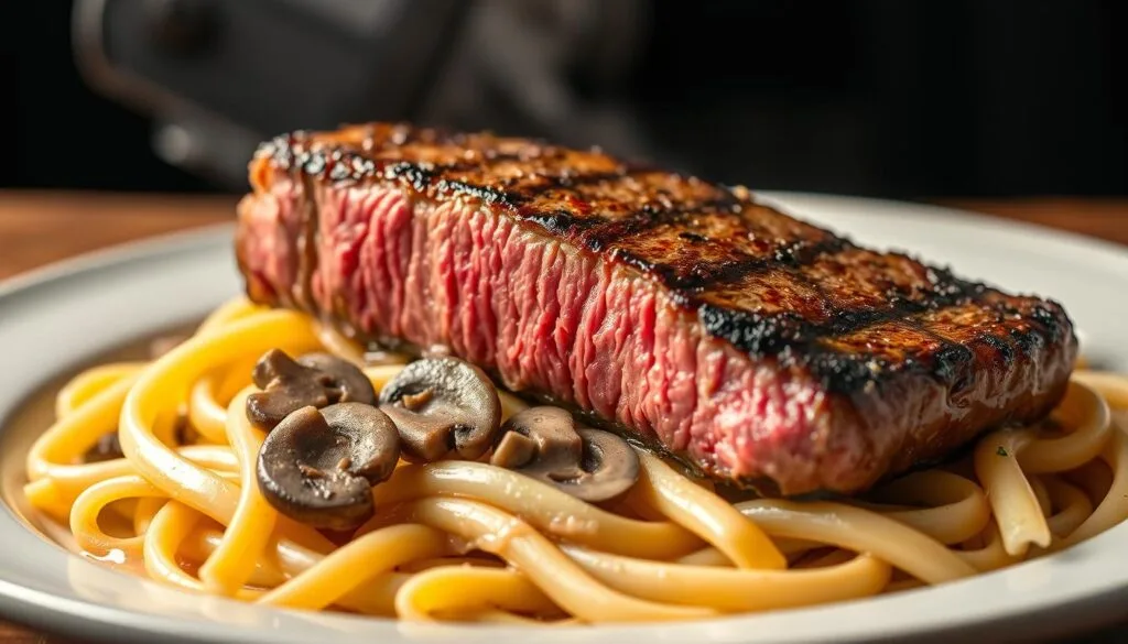 steak and mushroom pasta